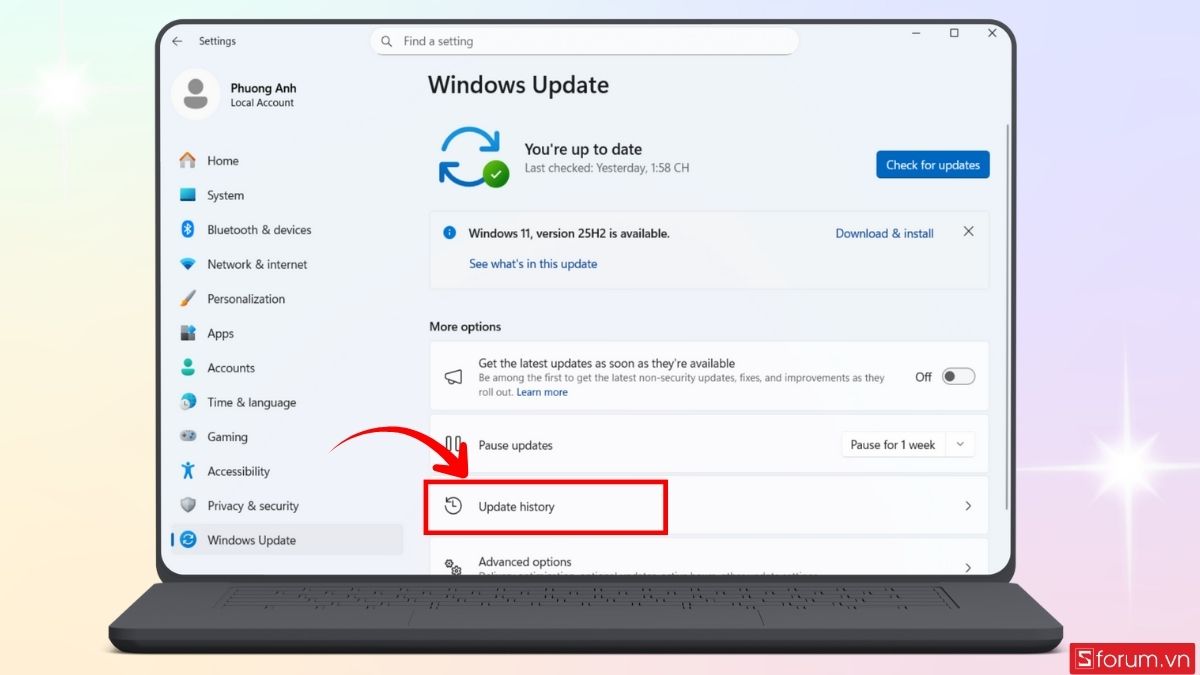 Khắc phục lỗi Win 10 nhập đúng mật khẩu nhưng không vào được bằng cách gỡ bản cập nhật bước 2+