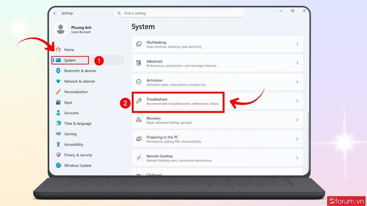 Dùng trình sửa lỗi Troubleshoot trên máy tính bước 1