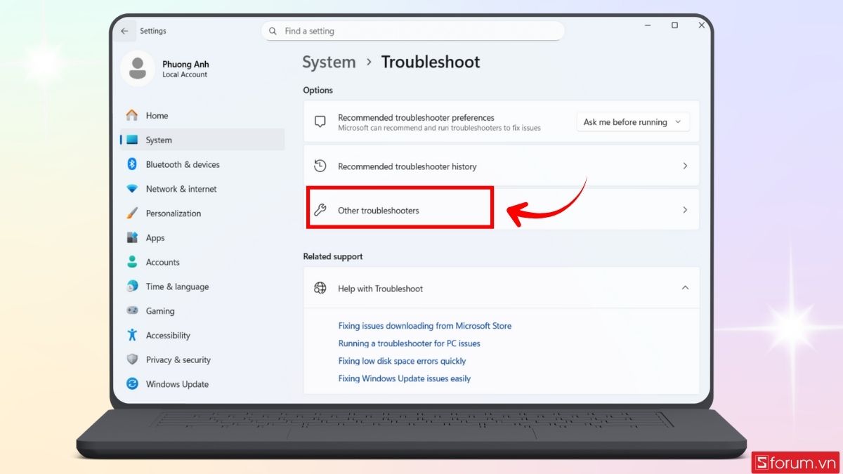 Dùng trình sửa lỗi Troubleshoot trên máy tính bước 2