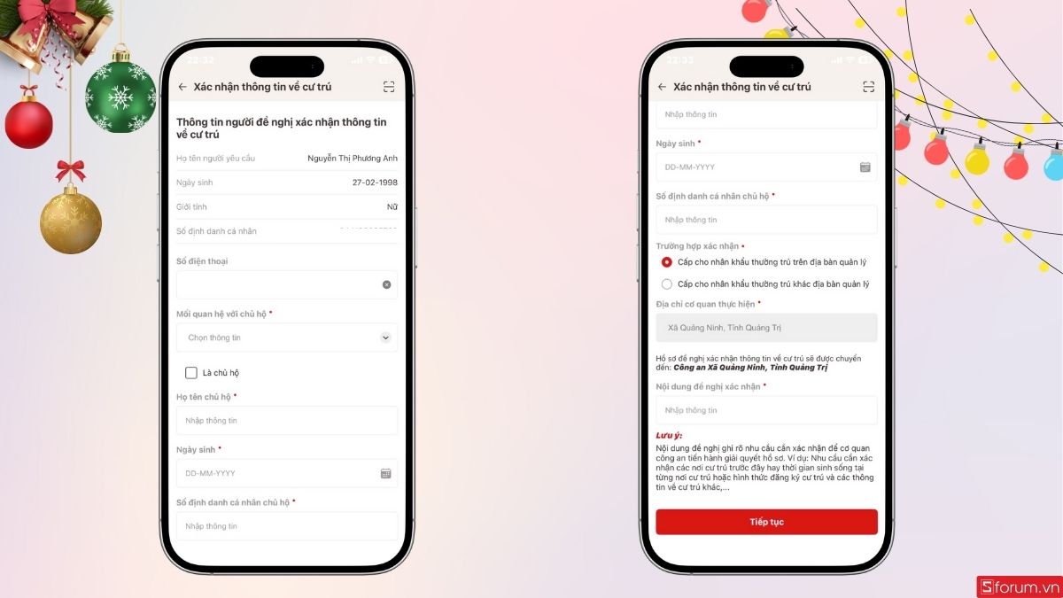 Nhập thông tin theo yêu cầu