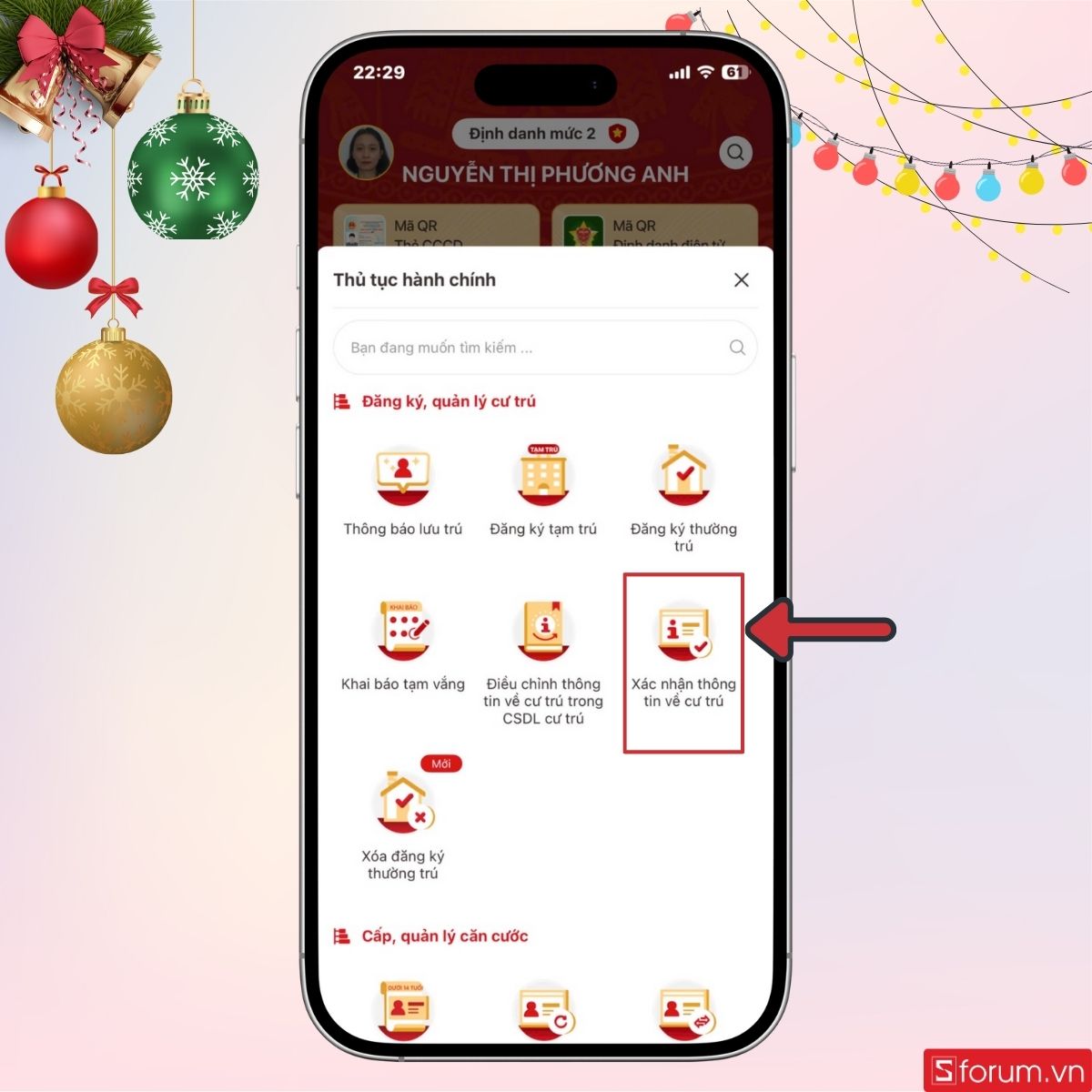 Tiếp tục nhấn vào xác nhận thông tin về cưu trú