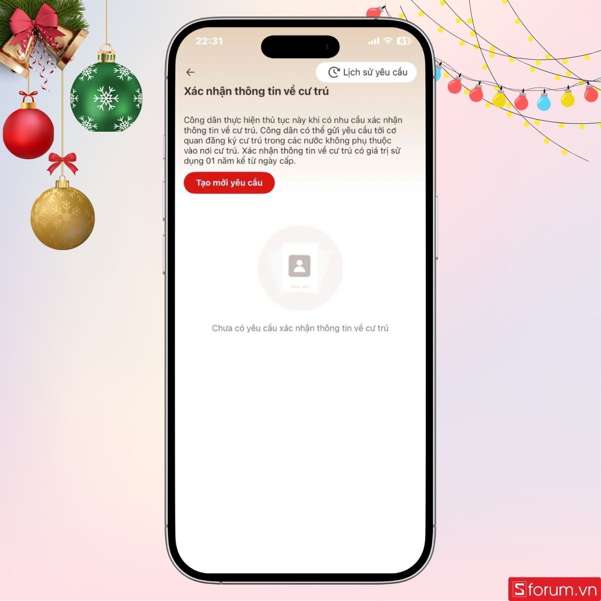 Giao diện xác nhận thông tin cư trú