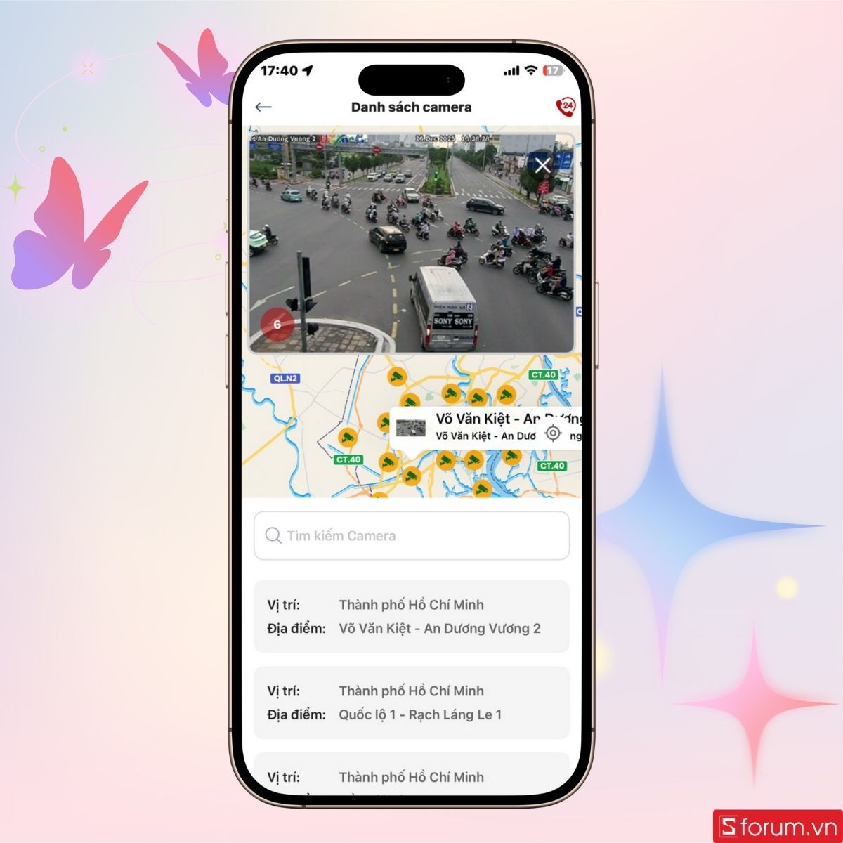 Xem cụ thể camera trên tuyến đường bạn di chuyển