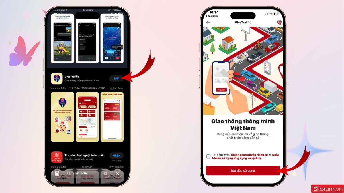 Mở ứng dụng và đồng ý các điều khoản