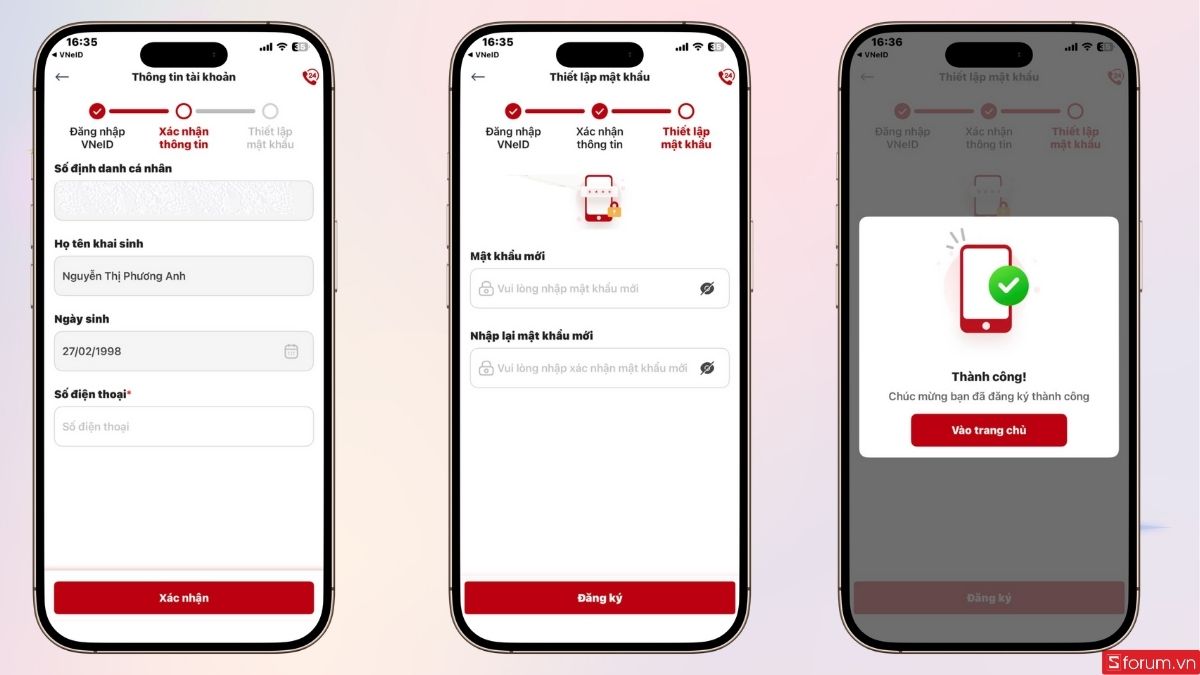 Thiết lập tài khoản của bạn trên ứng dụng