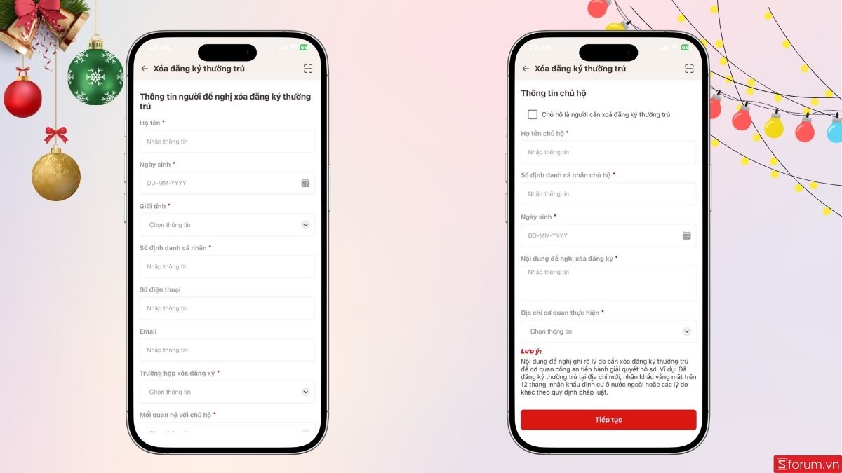 Điền đầy đủ thông tin theo yêu cầu
