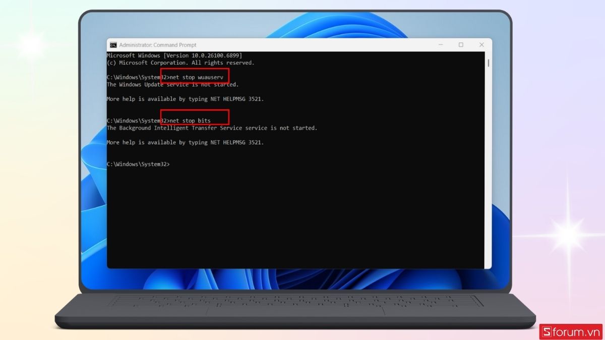 cách xóa file update Win 11 thông qua Command Prompt bước 2