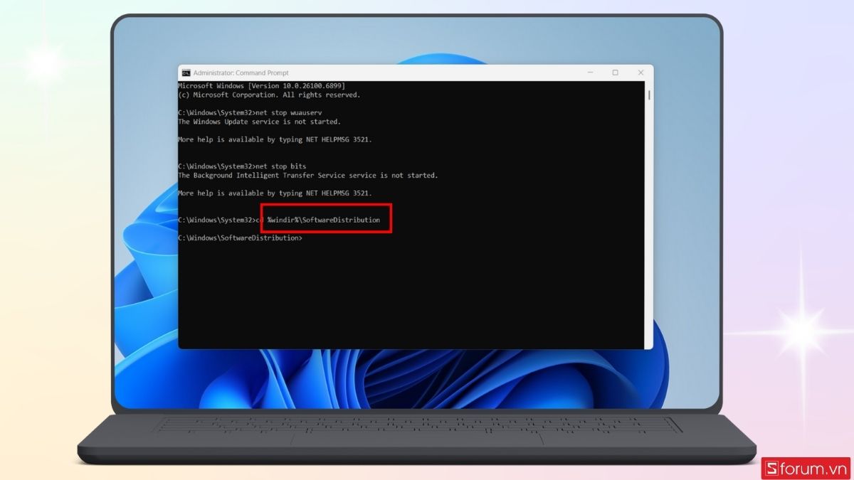cách xóa file update Win 11 thông qua Command Prompt bước 3