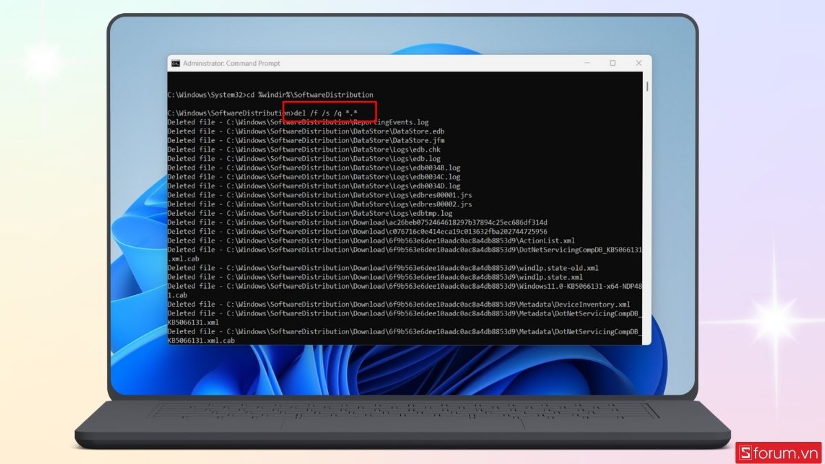 cách xóa file update Win 11 thông qua Command Prompt bước 4