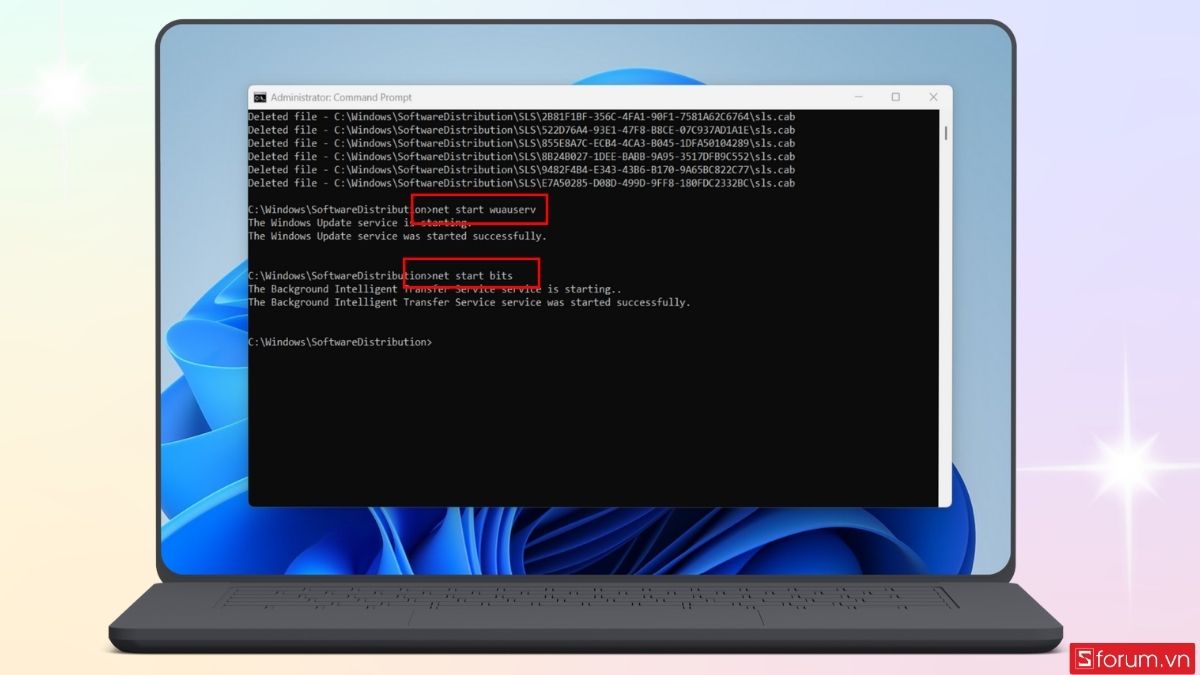 cách xóa file update Win 11 thông qua Command Prompt bước 5