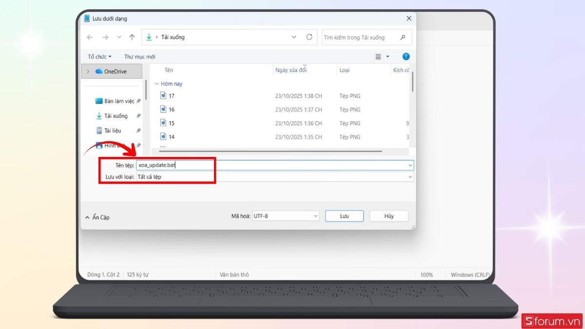 Lưu tệp trên Notepad 