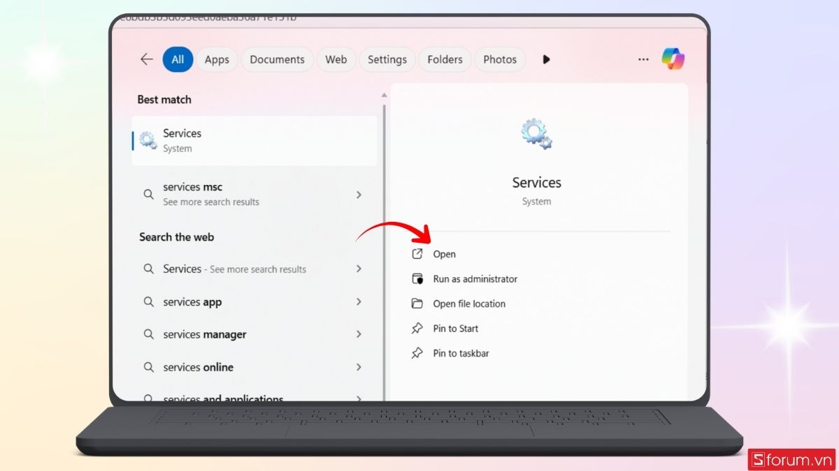 Xóa file update Win 11 trong thư mục SoftwareDistribution bước 1