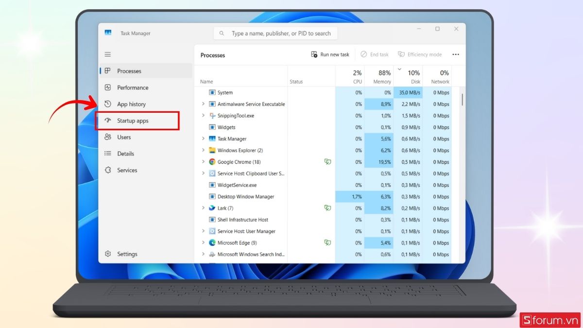 Tắt ứng dụng khởi động cùng Windows bước 1