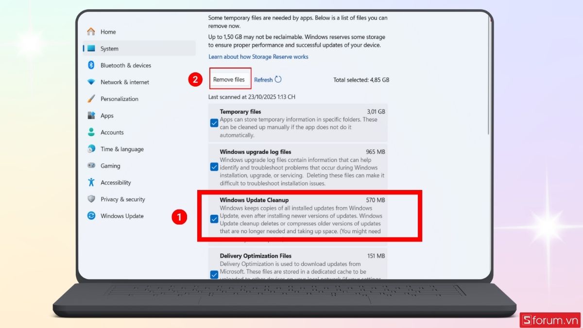 cách xóa file update Win 11 thông qua settings bước 4