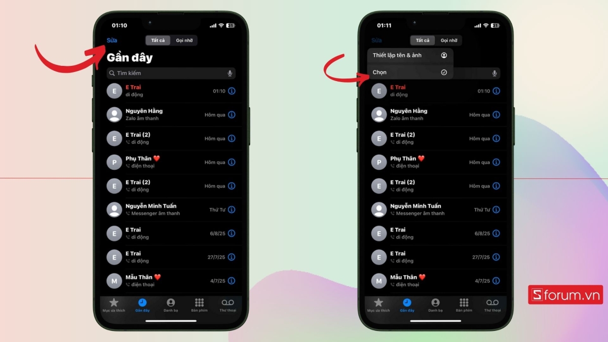 Chọn loạt SDT để xóa
