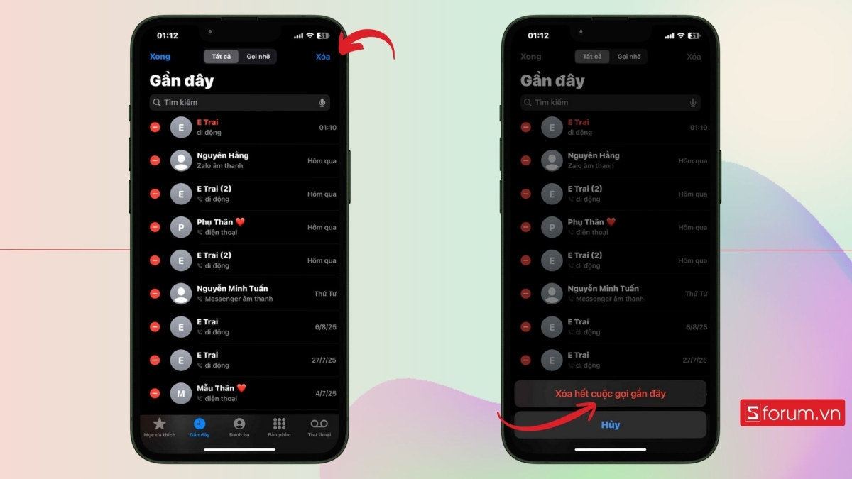 Chỉ cần nhấn xóa là có thể loại bỏ toàn bộ lịch sử gọi