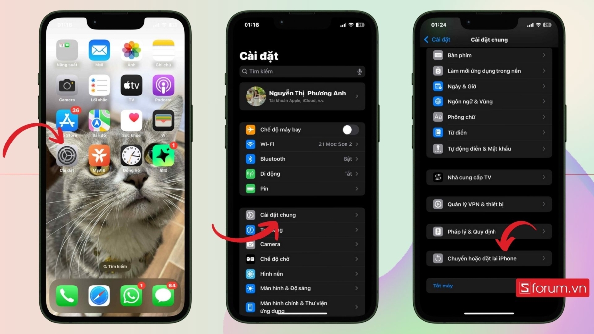 Bắt đầu đặt lại iPhone sao khi sao lưu