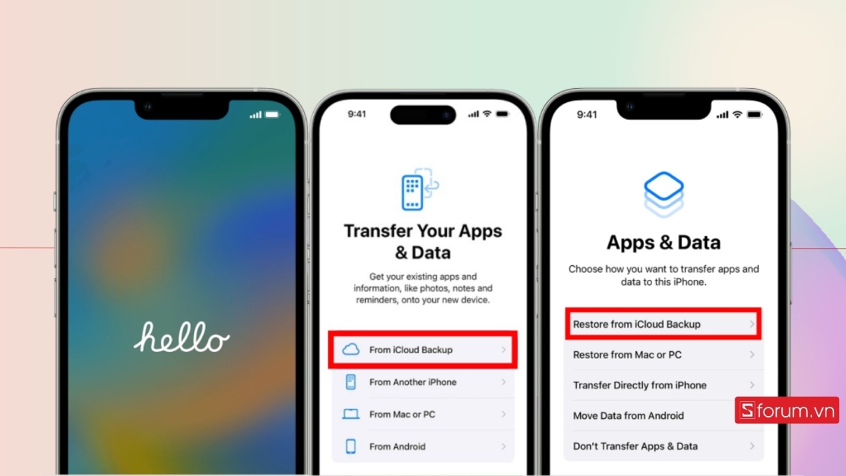 Thiết lập lại máy sau khi khôi phục bản sao lưu iCloud