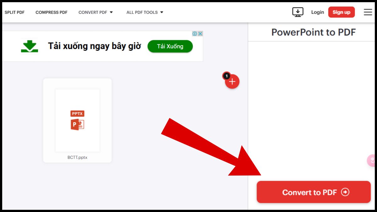 Chuyển PowerPoint sang PDF bằng công cụ trực tuyến cách 1 bước 3