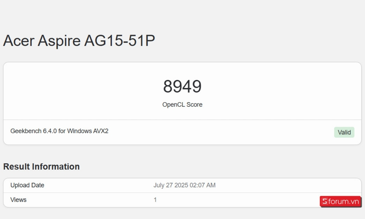Hiệu năng GPU thông qua benchmark trên Acer Aspire Go 15
