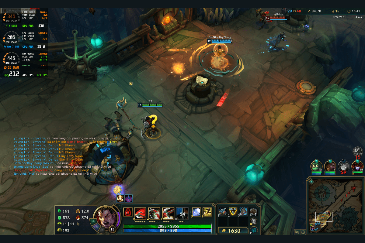 Đánh giá hiệu năng Lenovo Legion 5 2025: Trải nghiệm Liên Minh Huyền Thoại