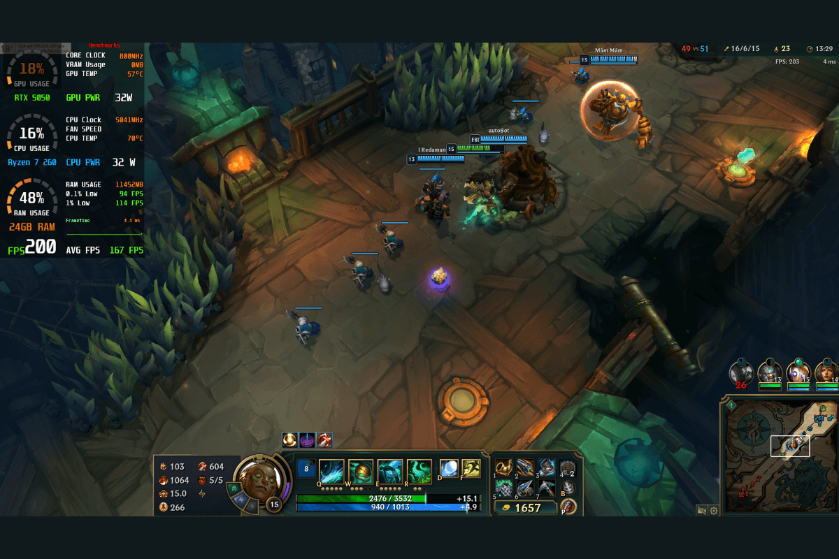 Đánh giá hiệu năng Lenovo Legion 5 2025: Trải nghiệm Liên Minh Huyền Thoại