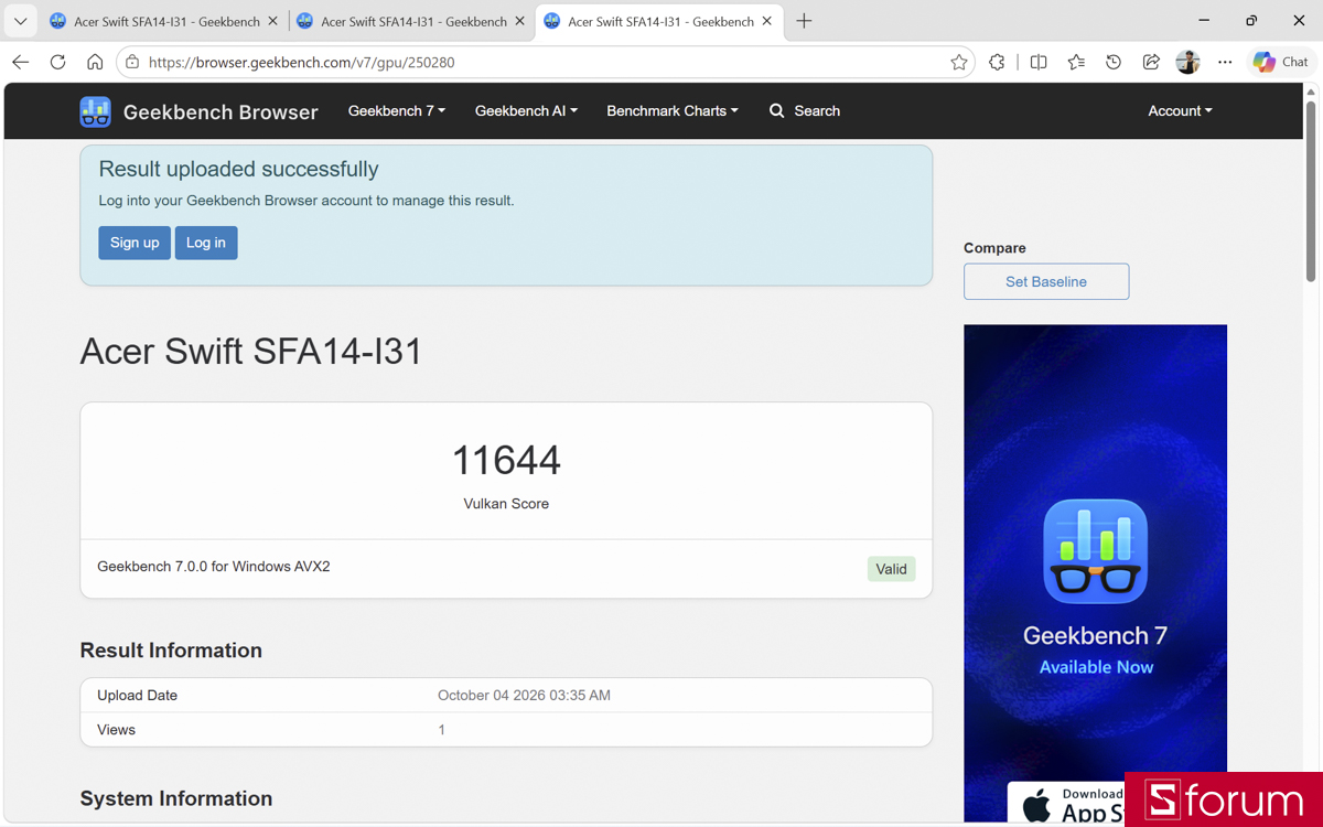 Điểm GPU Geekbench 7 (OpenCL và Vulkan)