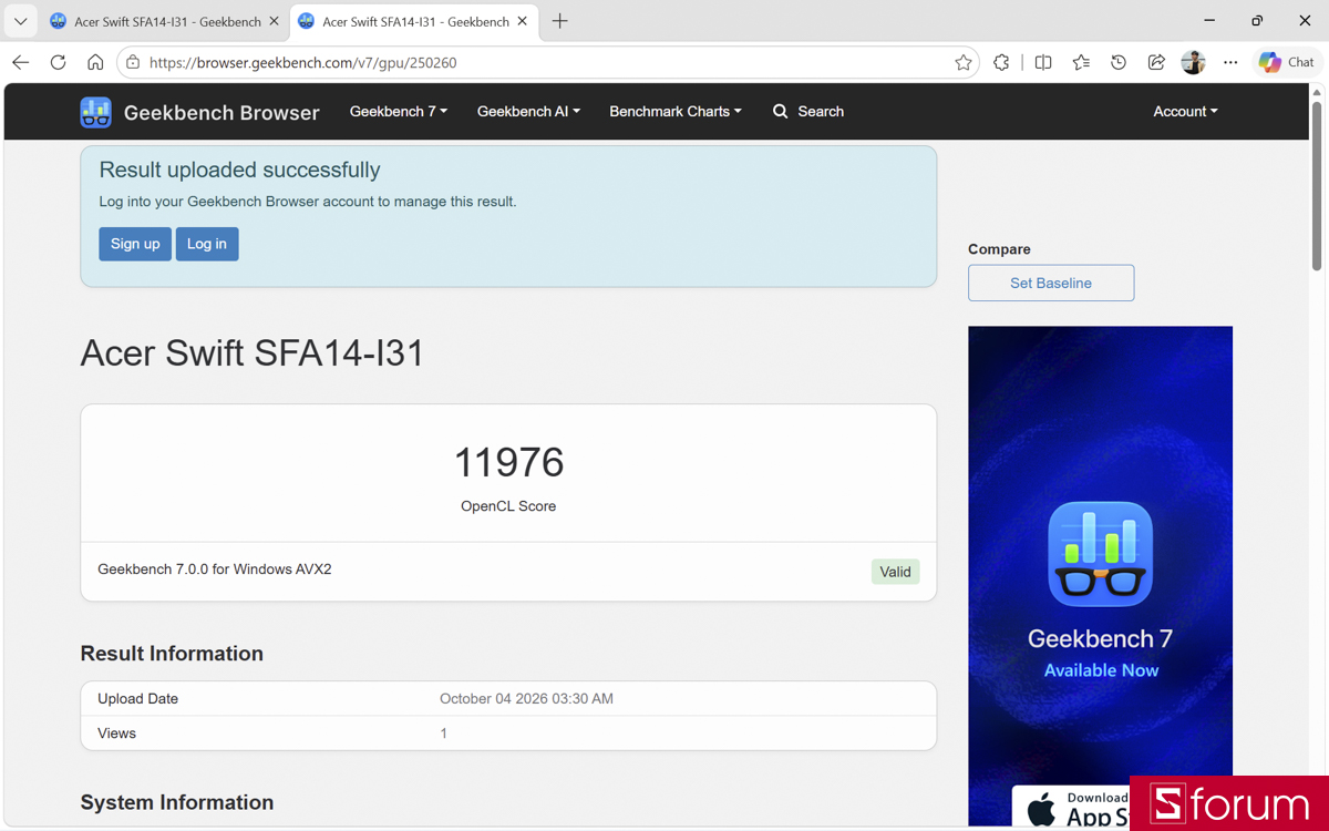 Điểm GPU Geekbench 7 (OpenCL và Vulkan)