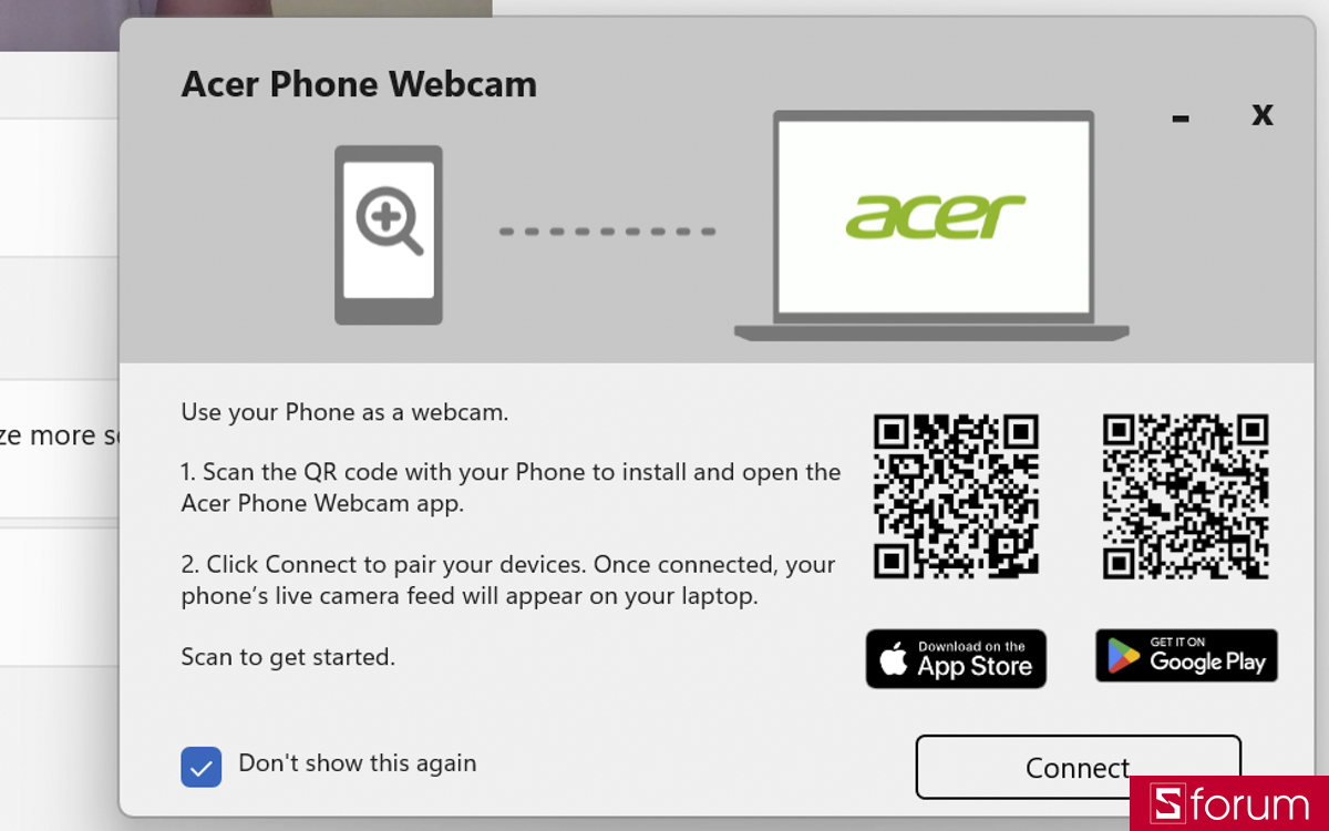 Acer Phone Webcam cho phép dùng điện thoại làm webcam cho laptop