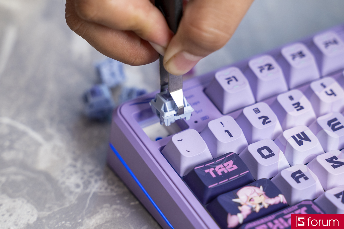 COLORFUL MECH QY98 Pro Purple giúp mình dễ dàng thay switch khi cần thiết