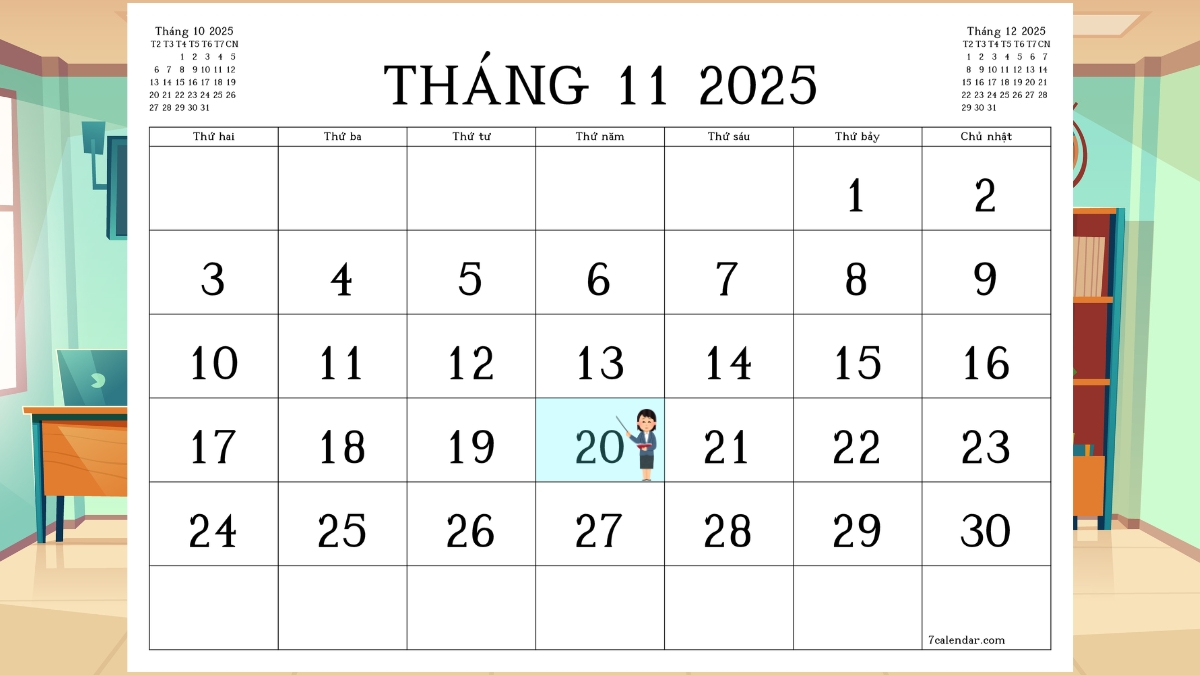 20/11 là thứ mấy năm nay 2025? Ngày 20/11 sẽ rơi vào thứ Năm năm 2025