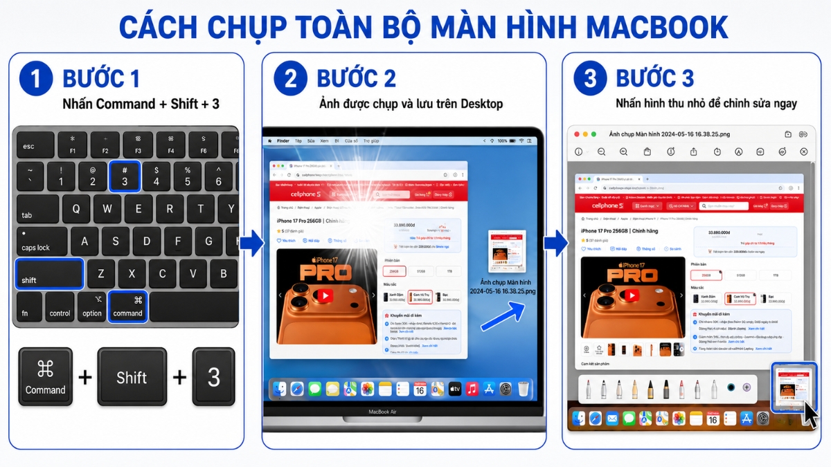 Cách chụp toàn màn hình MacBook