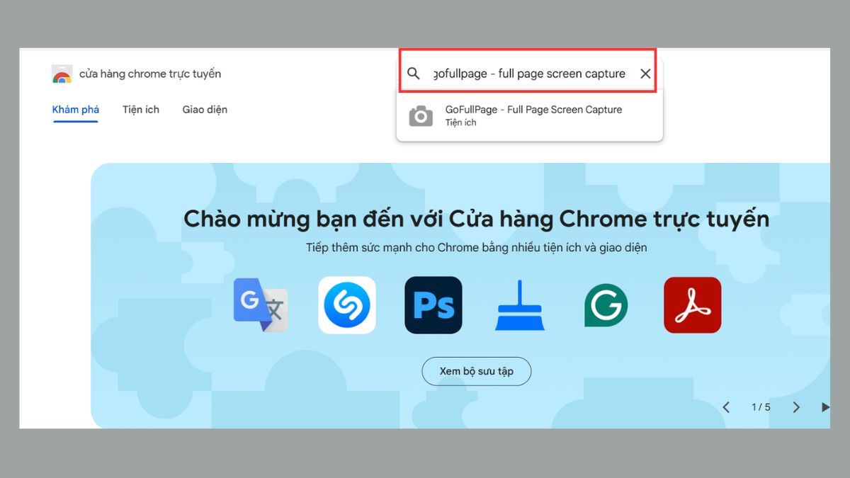 Cách chụp màn hình máy tính cuộn trang dài với GoFullPage trên Chrome bước 1