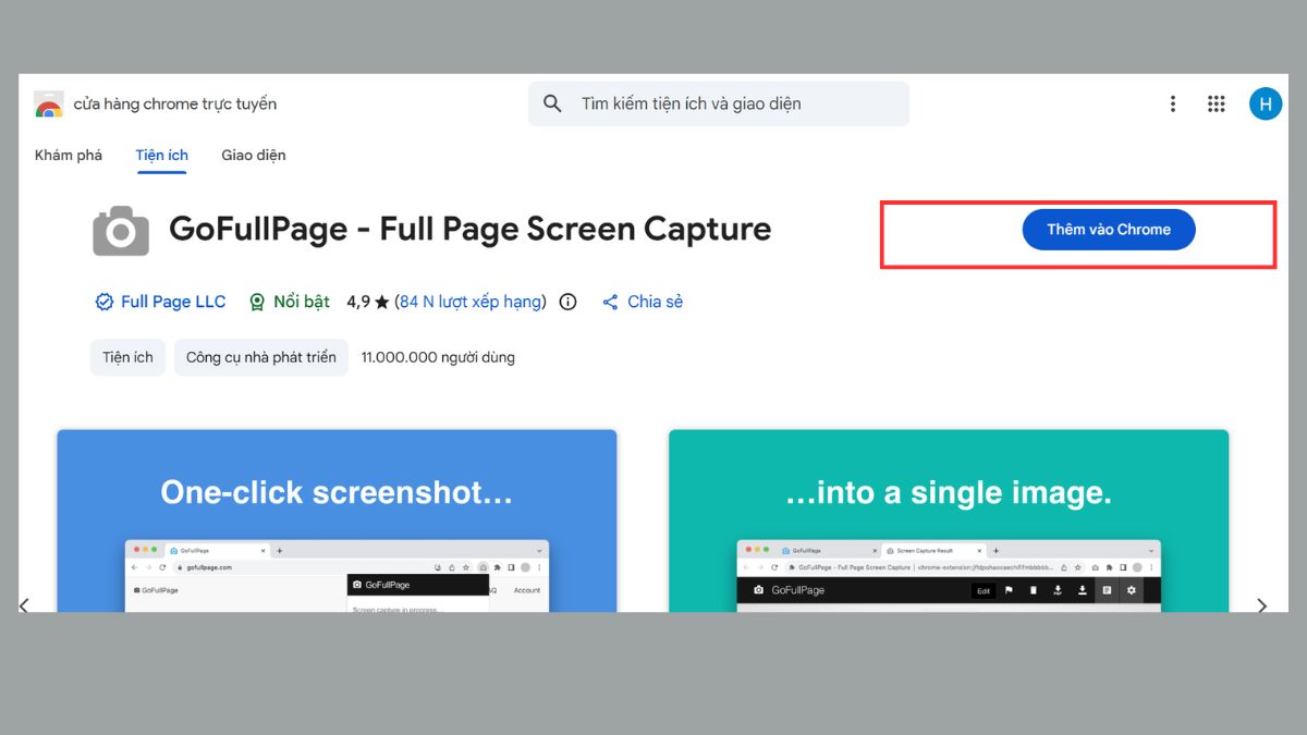 Cách chụp màn hình máy tính cuộn trang dài với GoFullPage trên Chrome bước 2