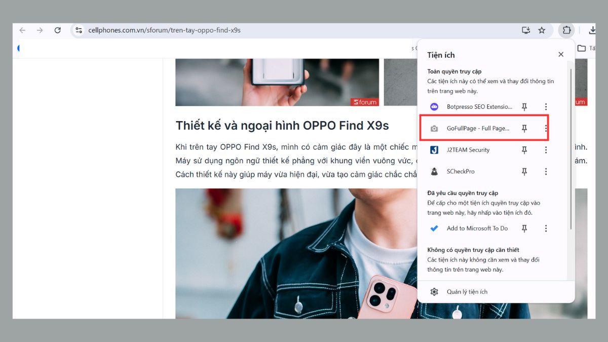 Cách chụp màn hình máy tính cuộn trang dài với GoFullPage trên Chrome bước 5