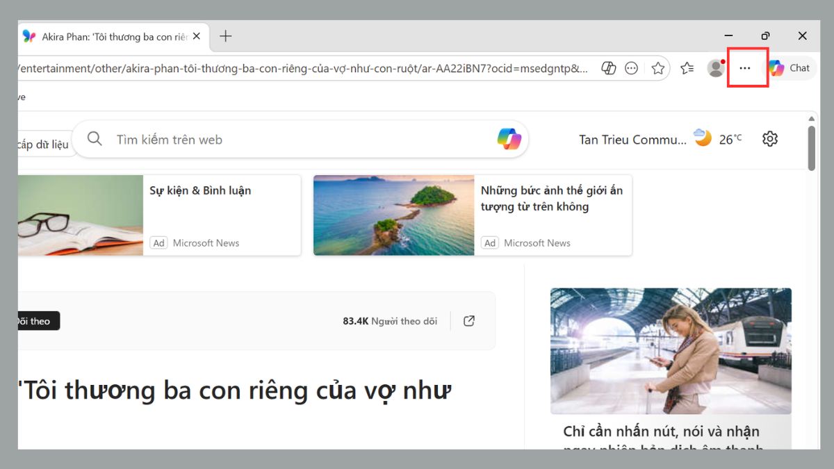 Cách chụp màn hình máy tính cuộn trang dài với Microsoft Edge Web Capture bước 1