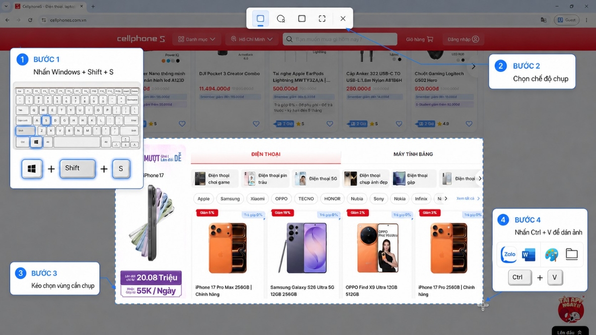 Cách chụp một phần màn hình máy tính Windows