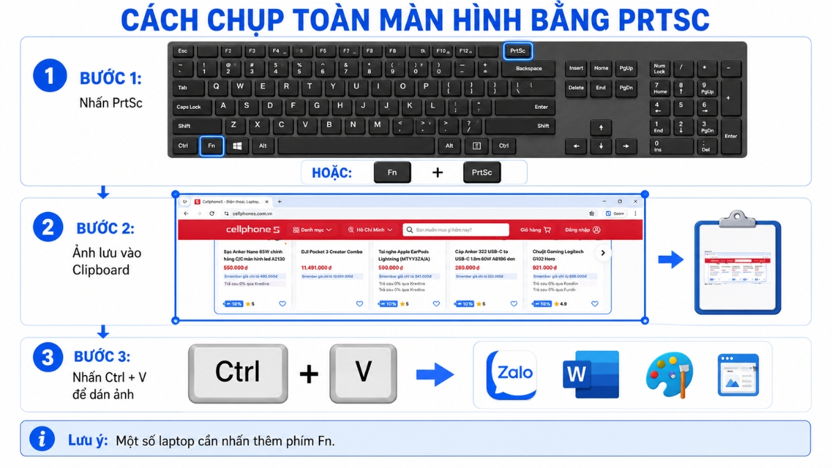 Cách chụp toàn màn hình máy tính Windows cách 1