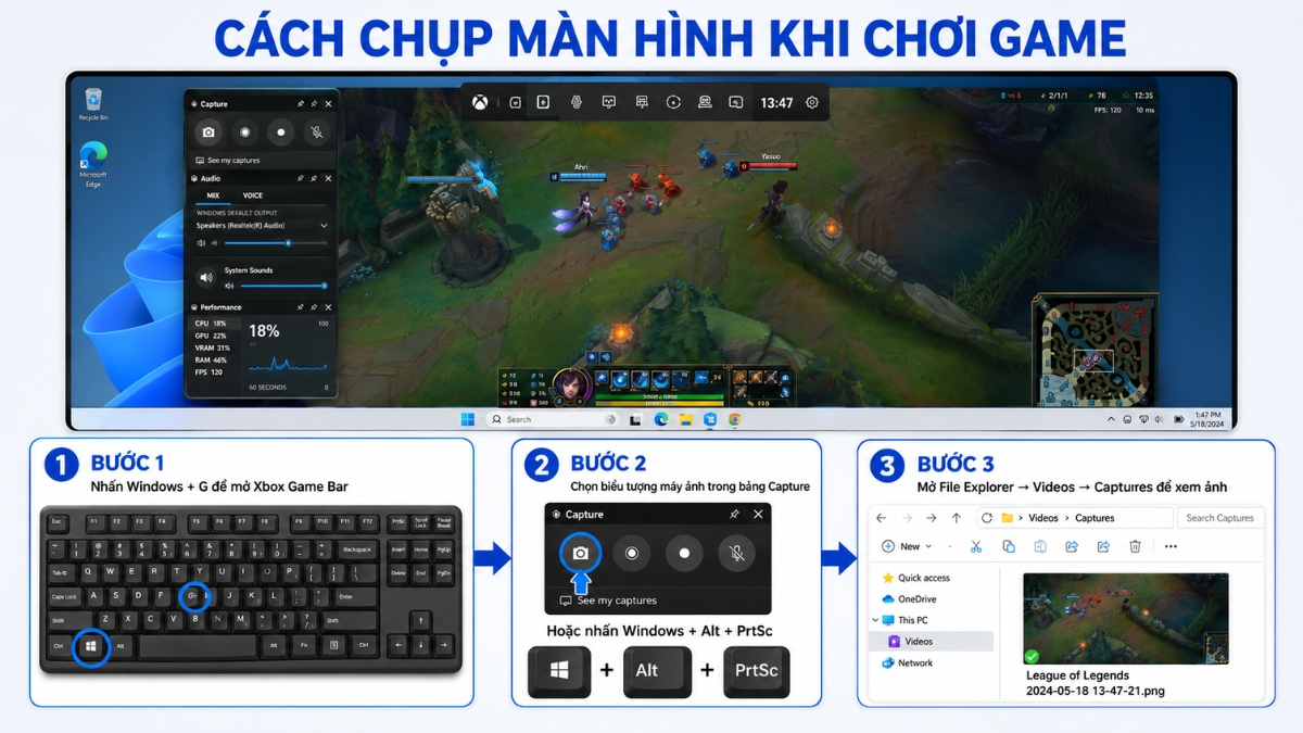 Cách chụp màn hình máy tính Windows khi chơi game