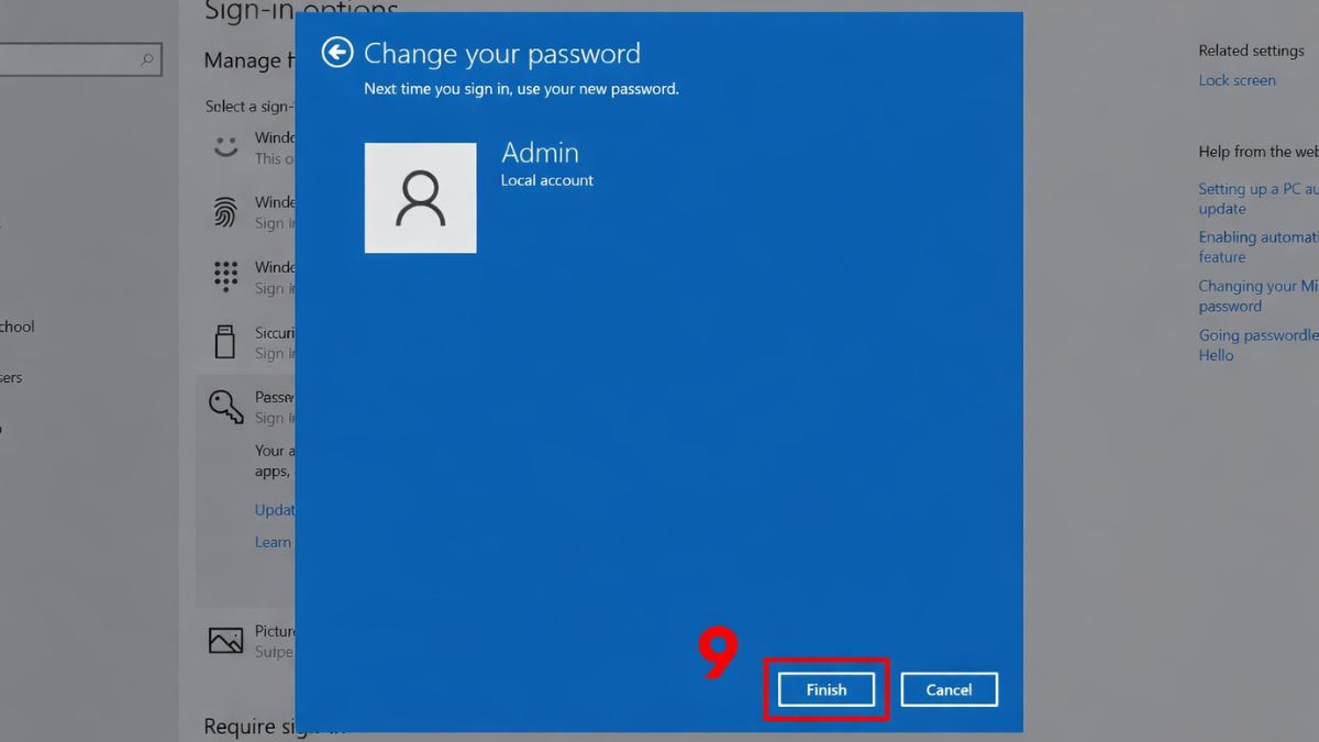 Cách đặt mật khẩu máy tính Windows 10 qua Settings bước 5