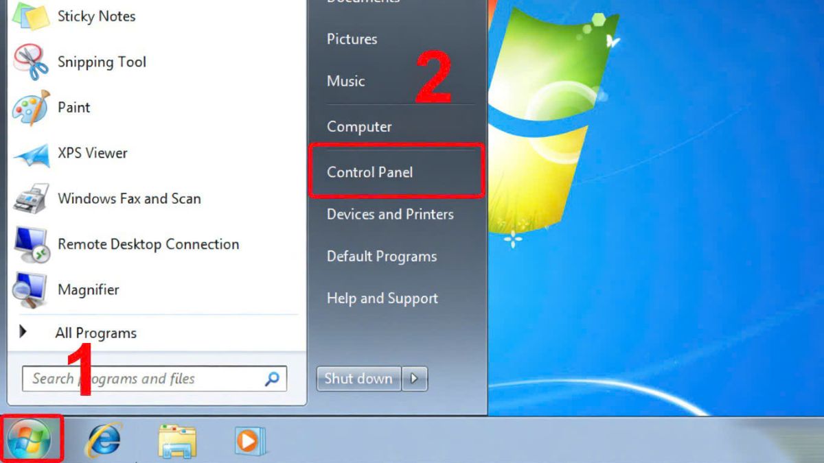 Cách cài mật khẩu máy tính Windows 7 bằng Control Panel bước 1