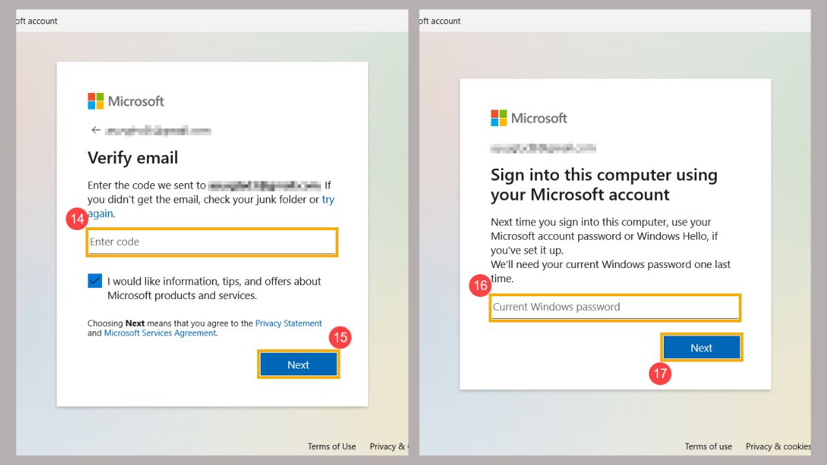 Cách cài mật khẩu máy tính Windows 11/10 bằng tài khoản Microsoft bước 4