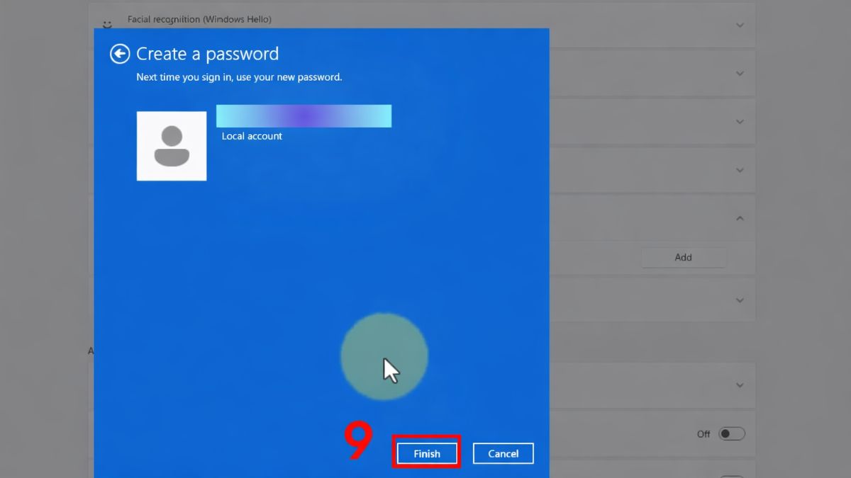 Cách đặt mật khẩu máy tính Windows 11 qua Setting bước 5