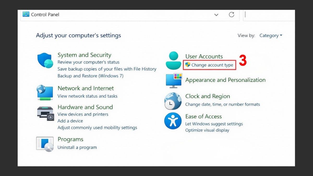 Cách đặt mật khẩu máy tính Windows 11 qua Control Panel bước 2