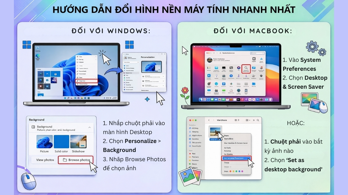 Cách đổi hình nền máy tính nhanh nhất