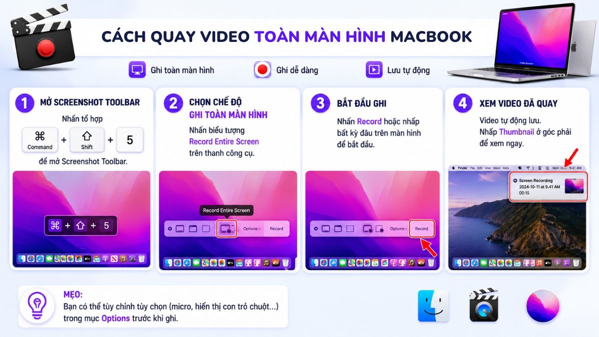 Quay video toàn màn hình MacBook bằng Screenshot Toolbar