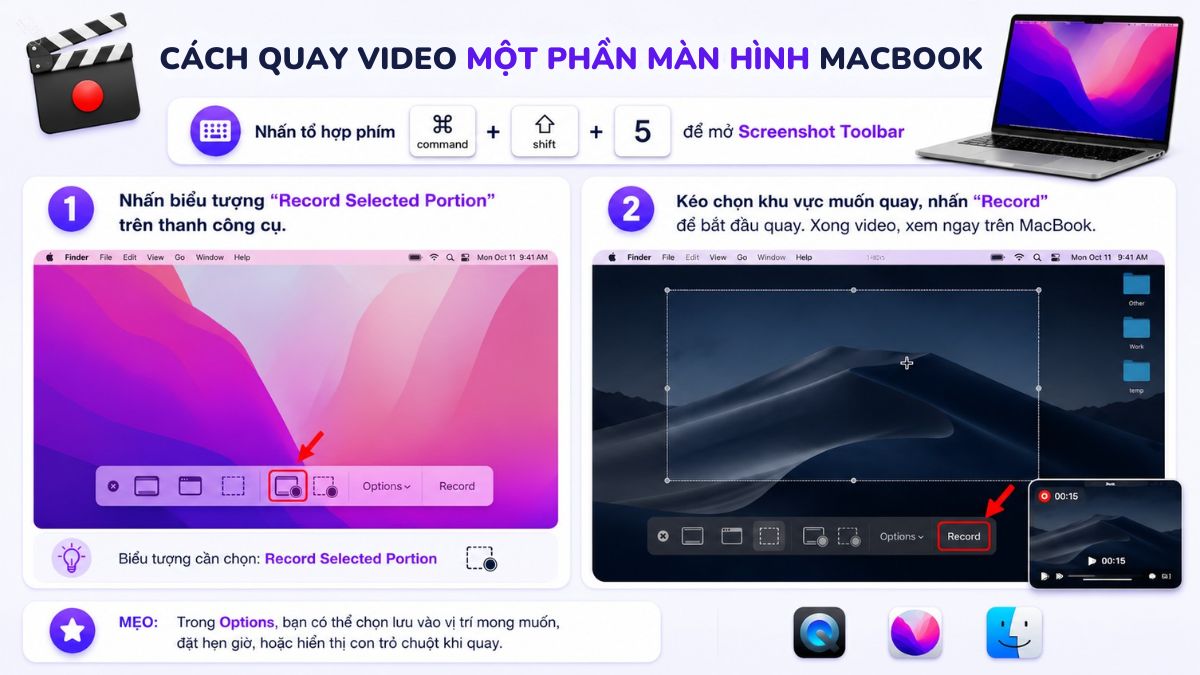 Quay video một phần màn hình MacBook bằng Screenshot Toolbar