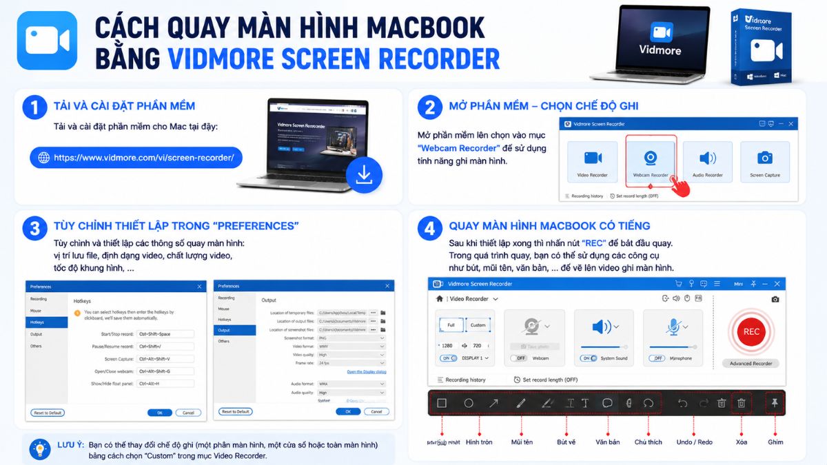 Cách quay màn hình MacBook có tiếng bằng phần mềm Vidmore Screen Recorder
