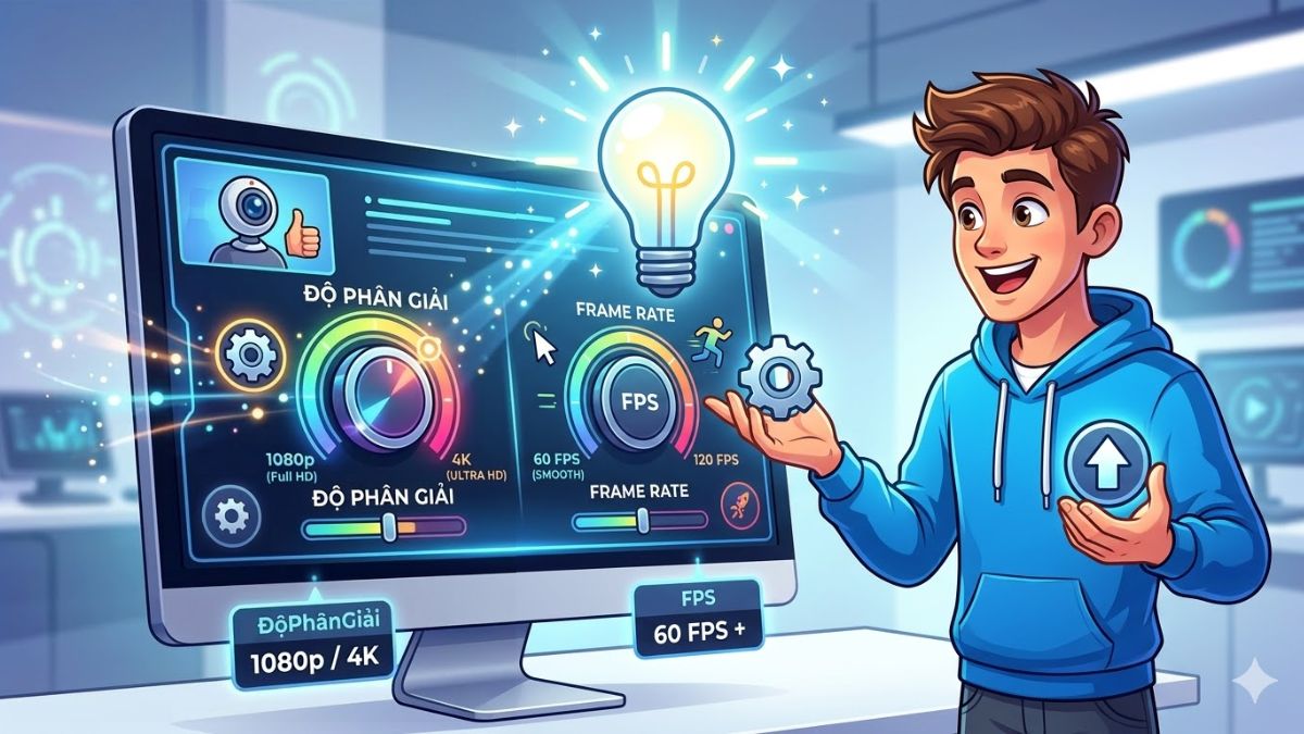 Cài đặt độ phân giải và frame rate phù hợp khi quay màn hình máy tính