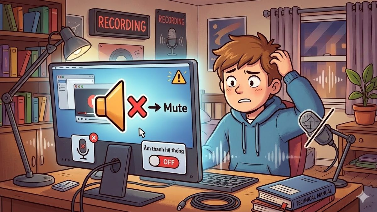 Không có âm thanh khi quay video màn hình máy tính